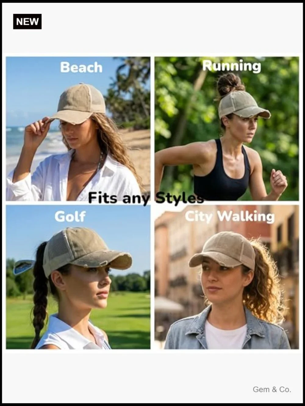 Womens Ponytail High Messy Bun Hats Distressed Baseball Cap Unconstructed